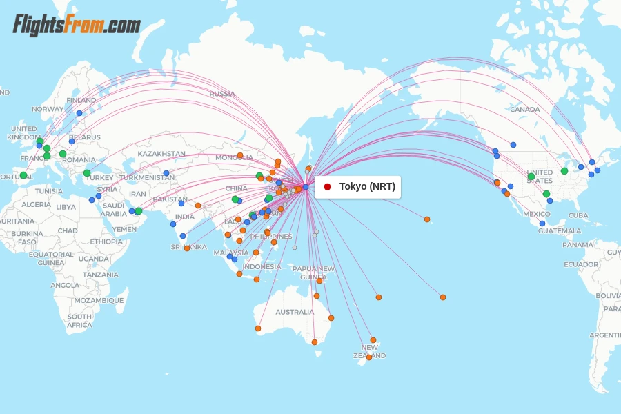 Tokyo flight map