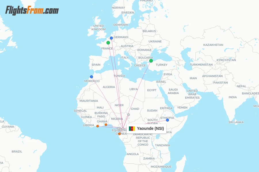 Yaounde flight map