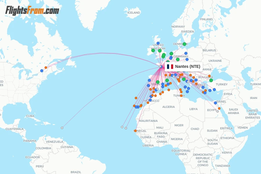Nantes flight map