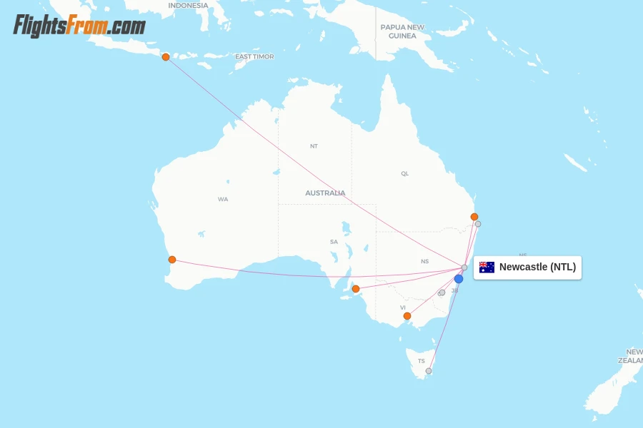 Newcastle flight map