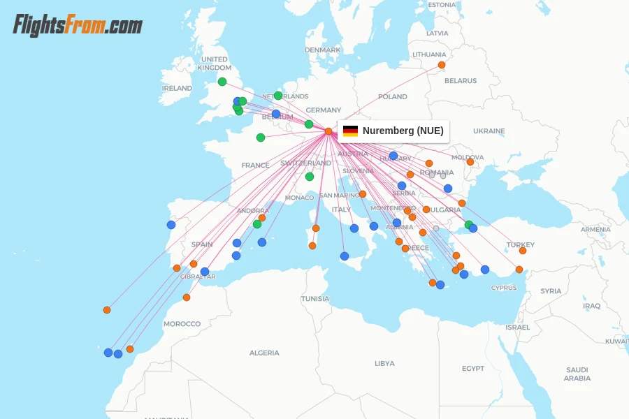 Nuremberg flight map
