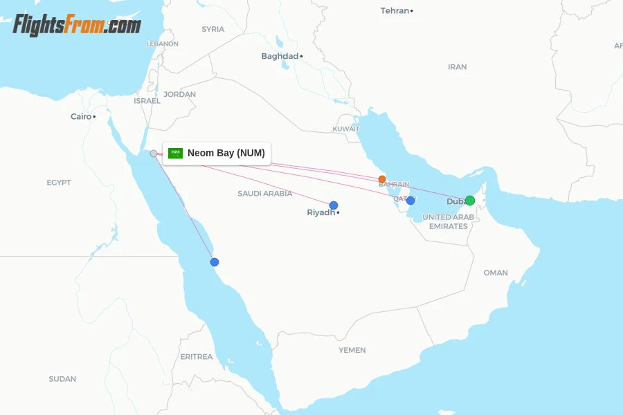 Neom Bay flight map