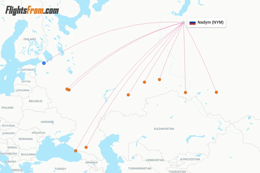 Nadym flight map