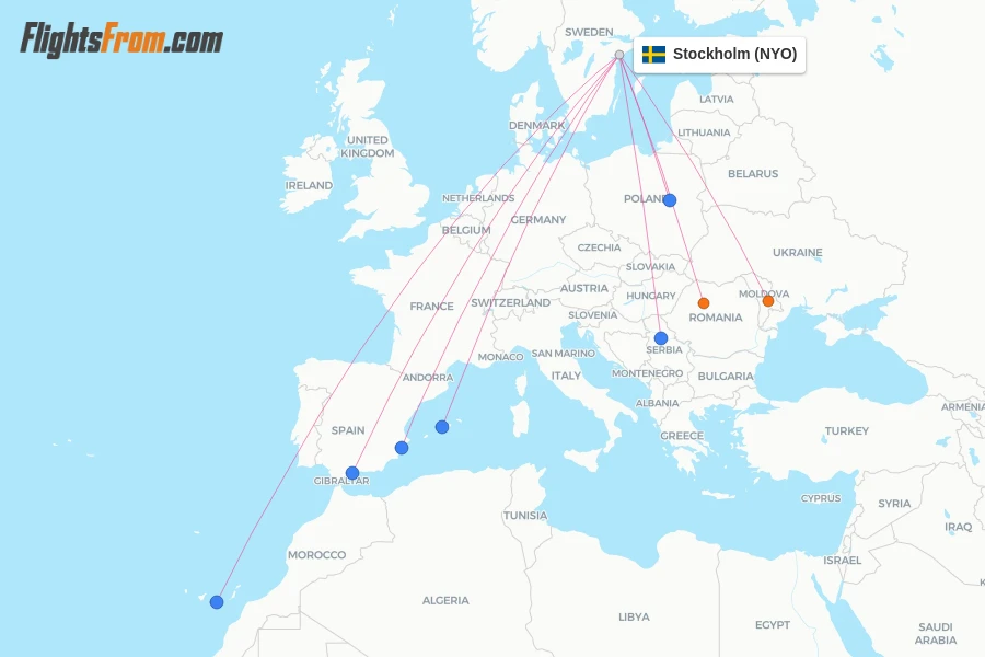 Stockholm flight map