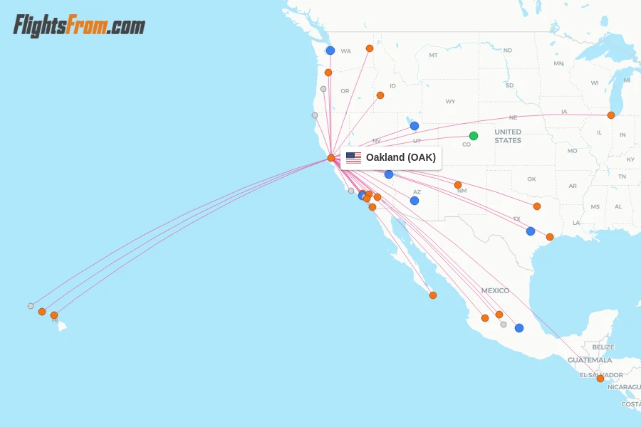 Oakland flight map
