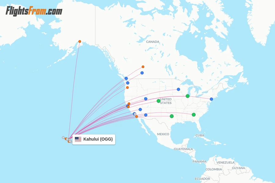 Kahului flight map
