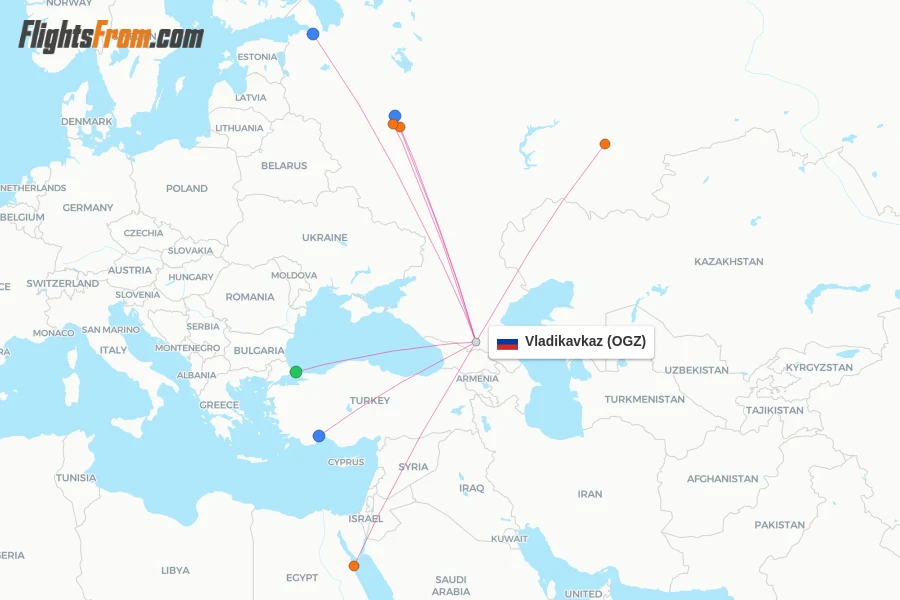 Vladikavkaz flight map