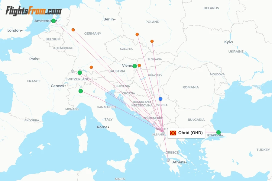 Ohrid flight map