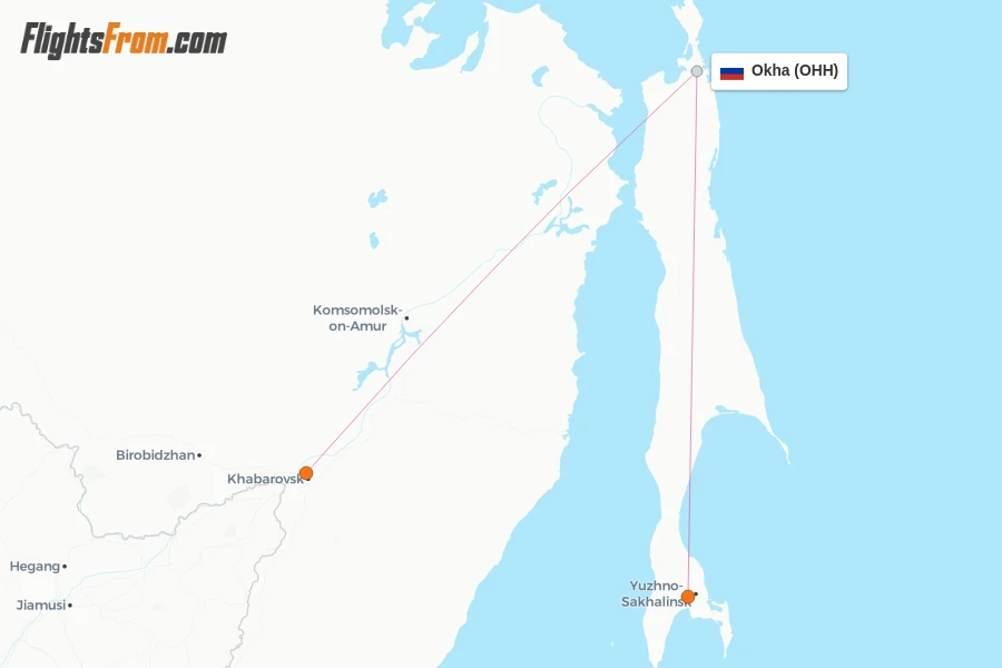 Okha flight map