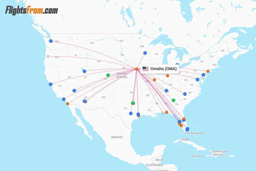 Omaha flight map