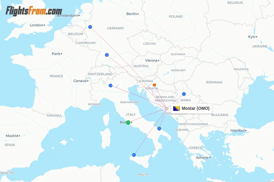 Mostar flight map