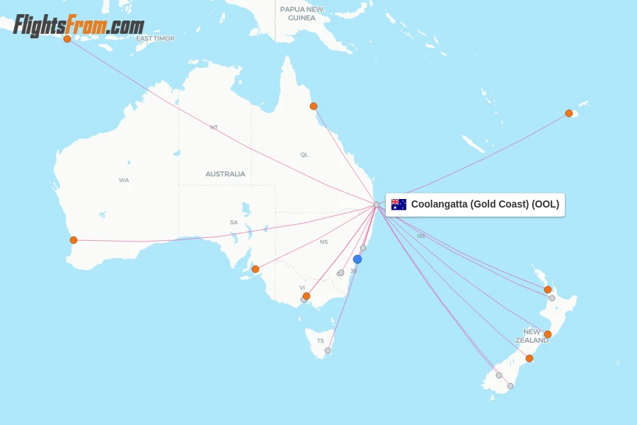 Coolangatta (Gold Coast) flight map