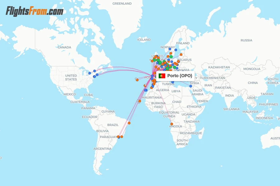 Porto flight map