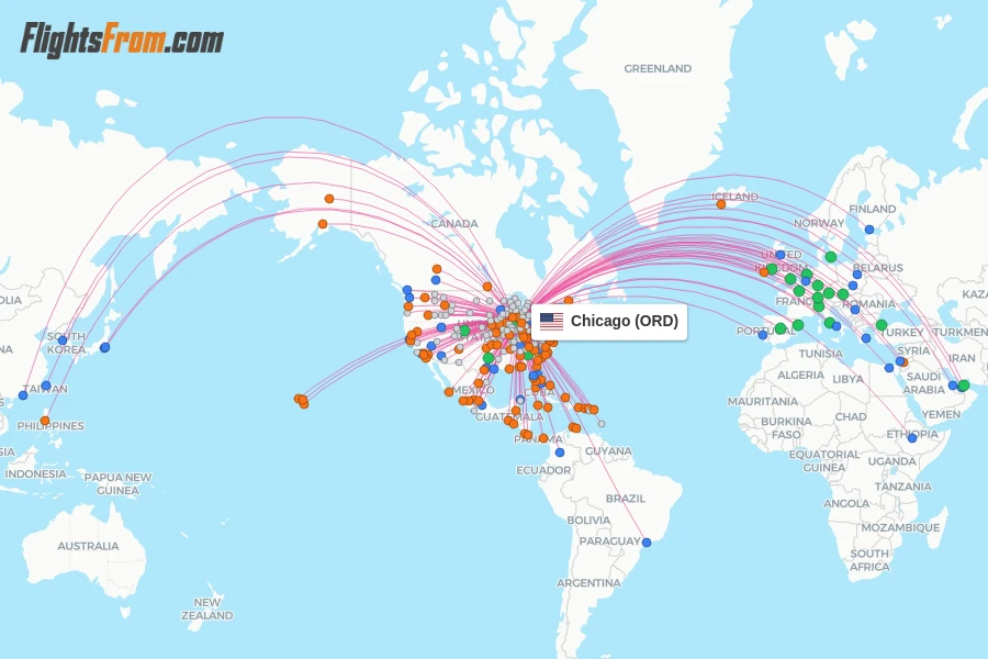 Chicago flight map