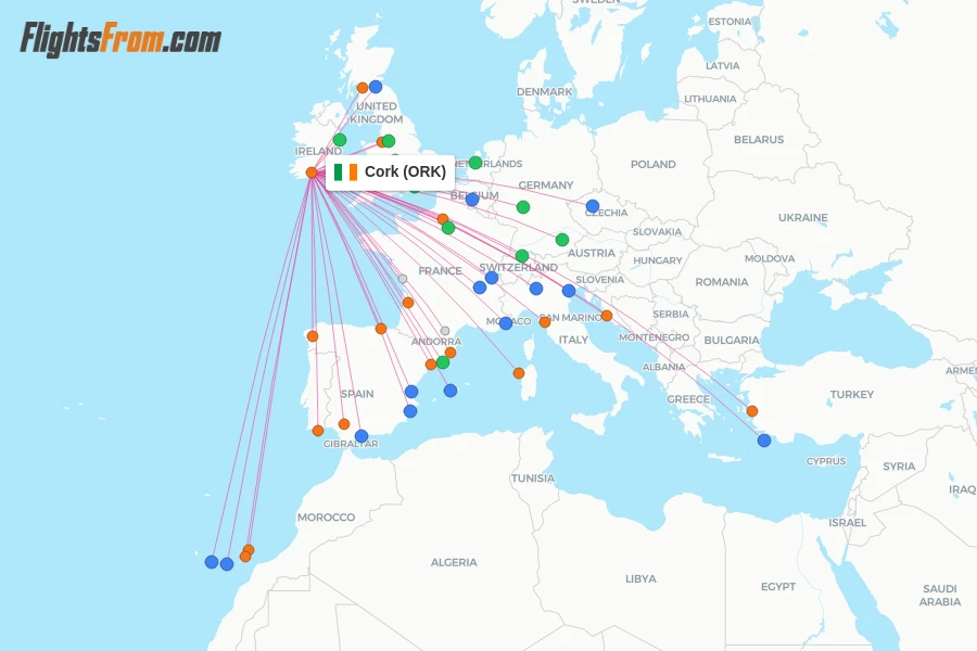 Cork flight map