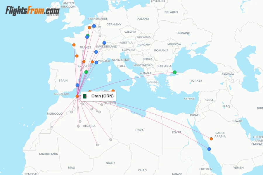 Oran flight map