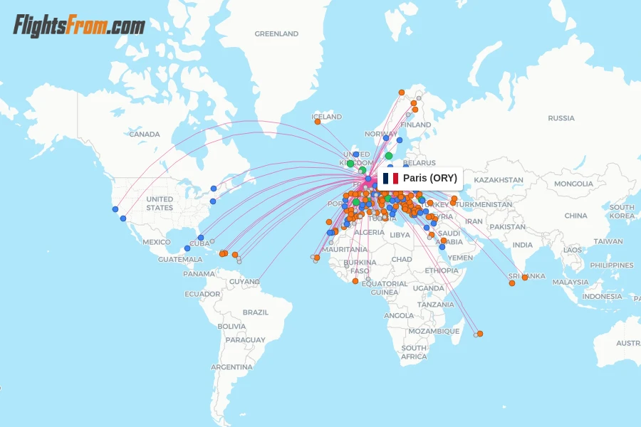 Paris flight map