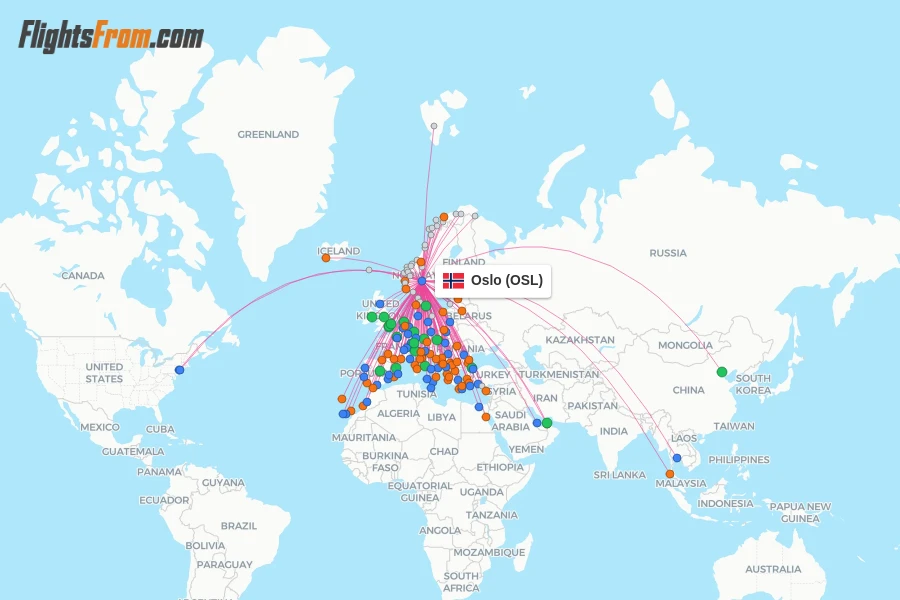 Oslo flight map