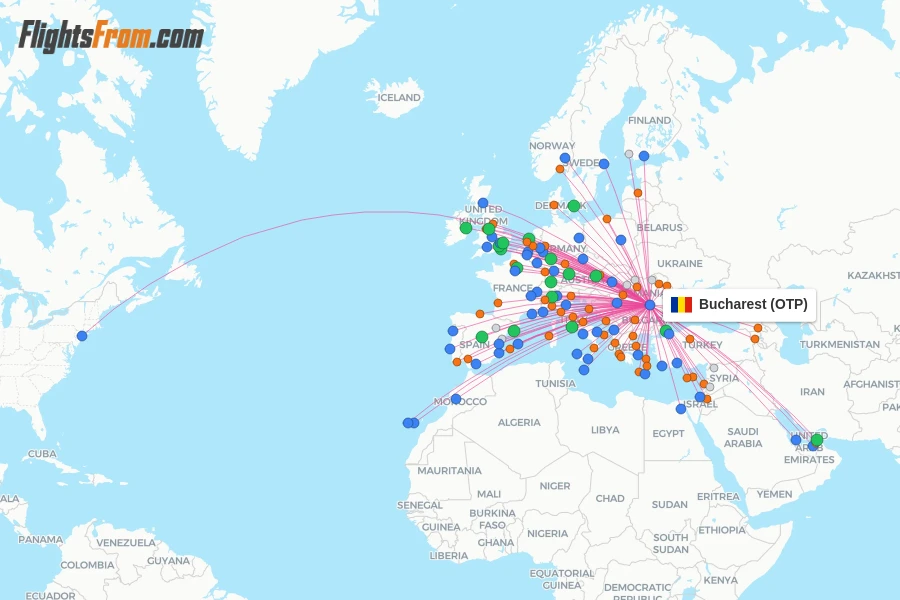 Bucharest flight map