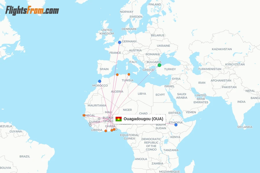 Ouagadougou flight map