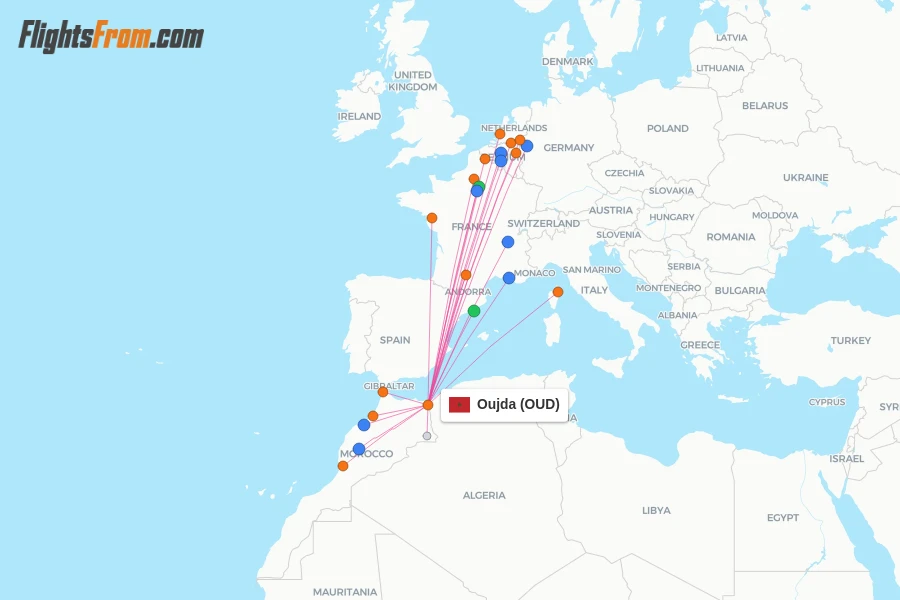 Oujda flight map