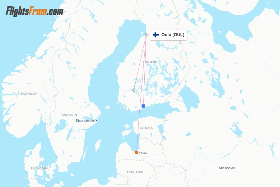 Oulu flight map