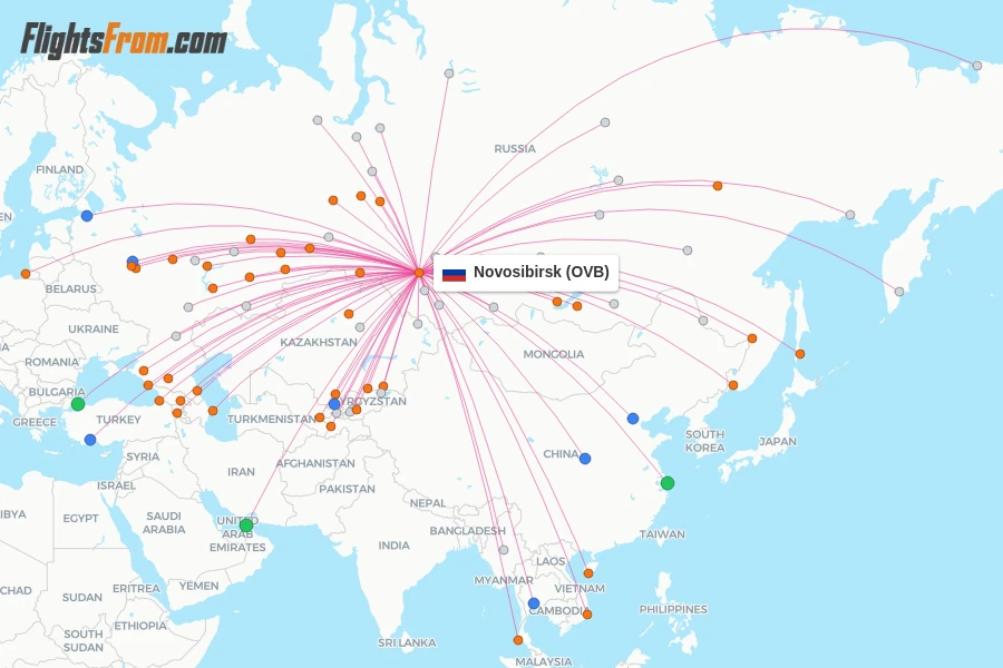 Novosibirsk flight map