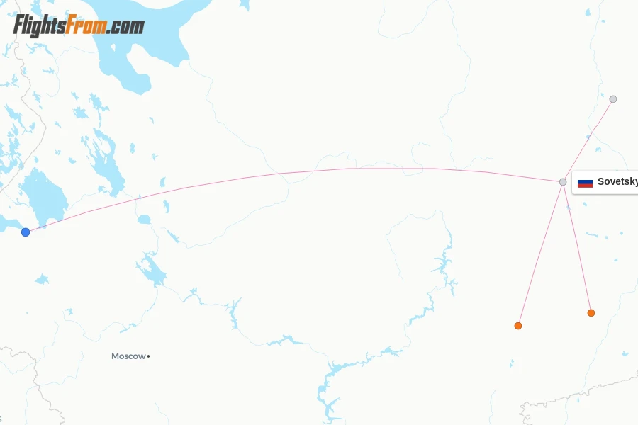 Sovetsky flight map