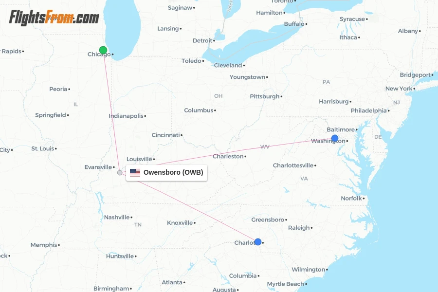 Owensboro flight map