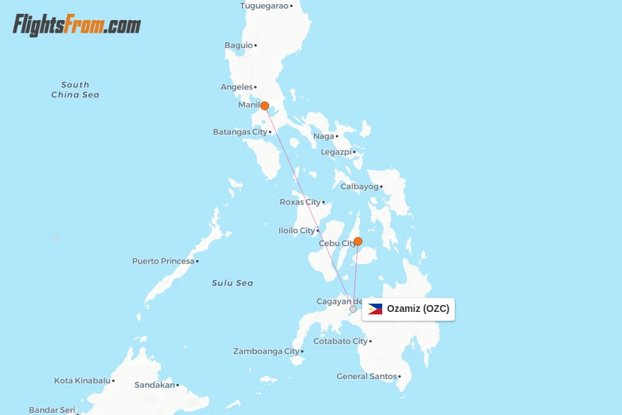 Ozamiz flight map