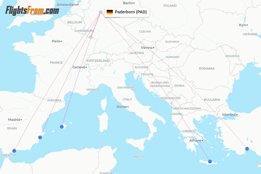 Paderborn flight map