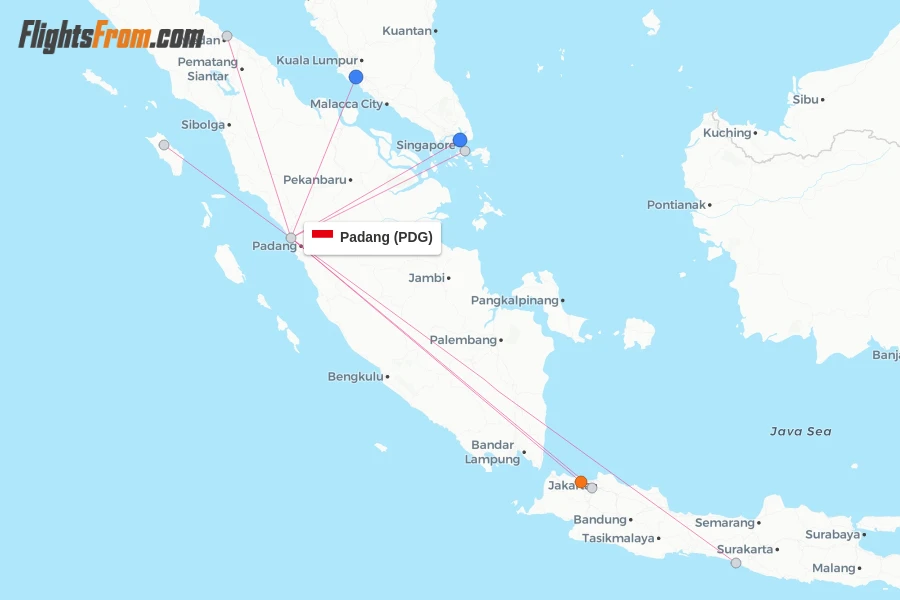 Padang flight map