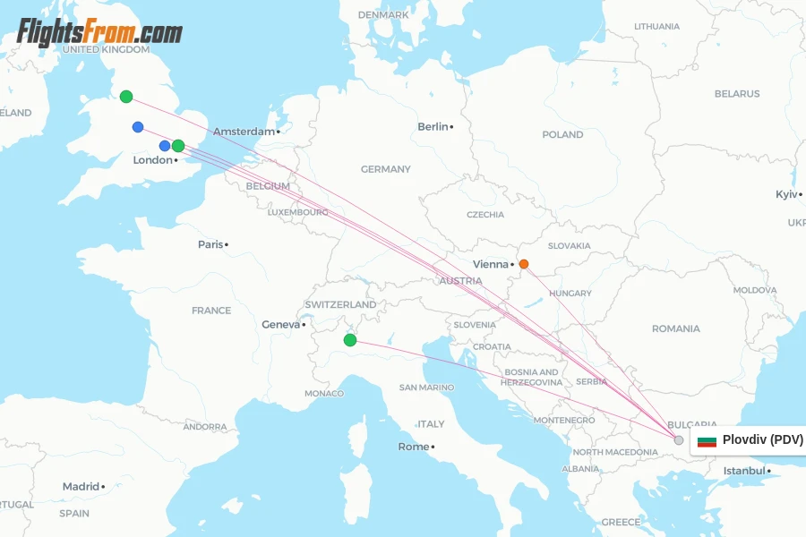 Plovdiv flight map