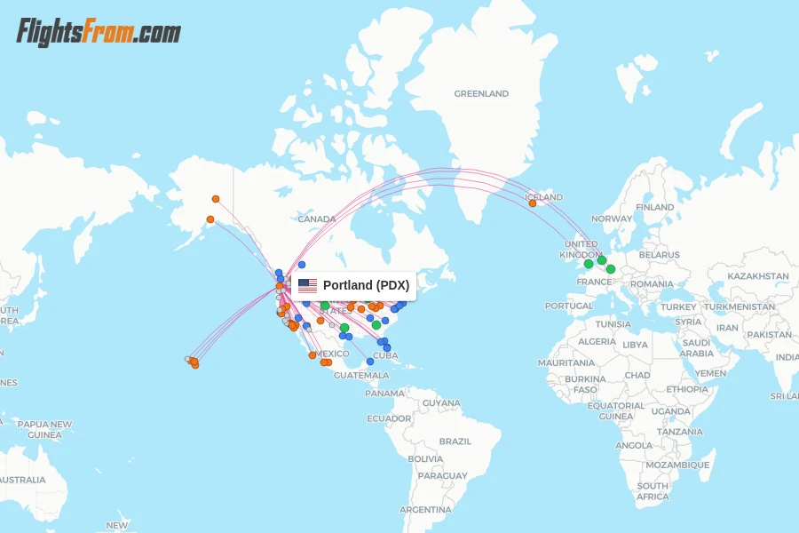 Portland flight map