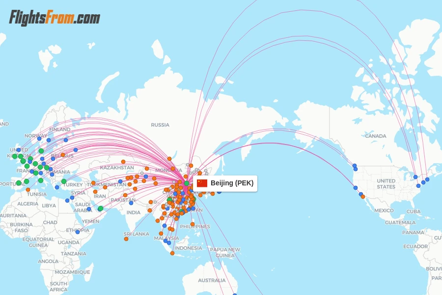 Beijing flight map