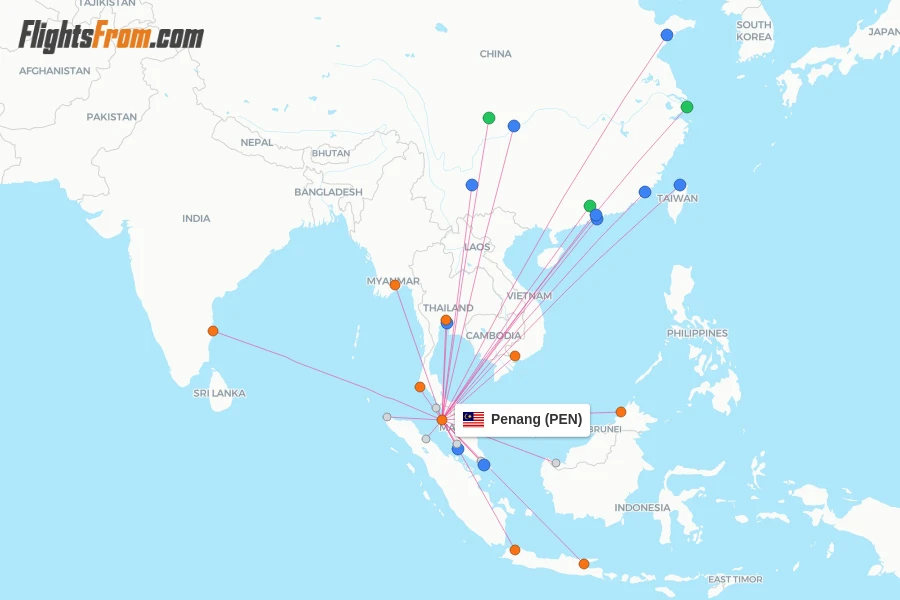 Penang flight map