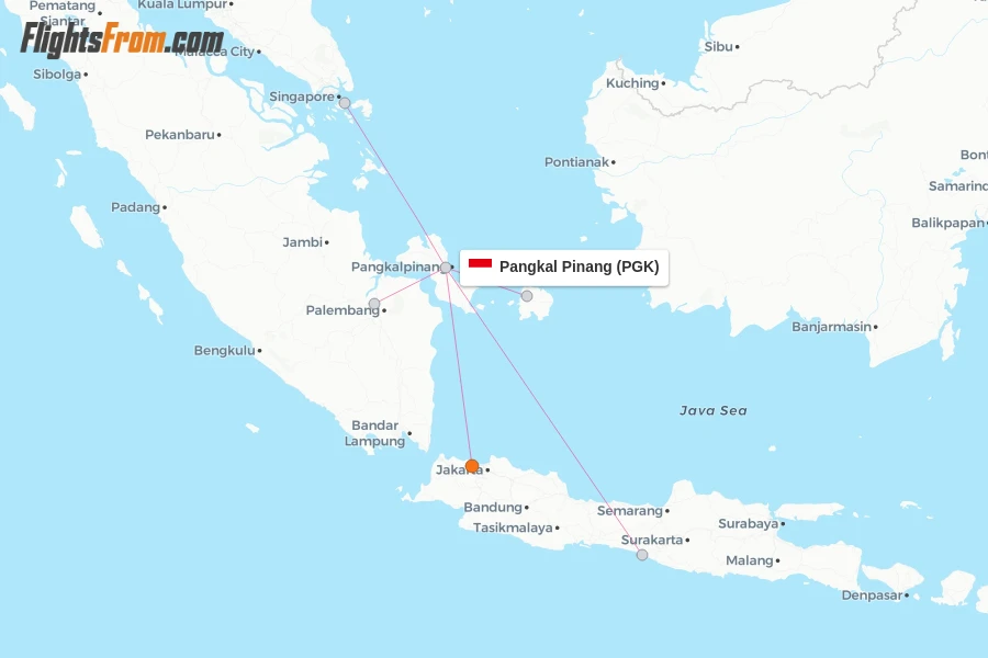 Pangkal Pinang flight map
