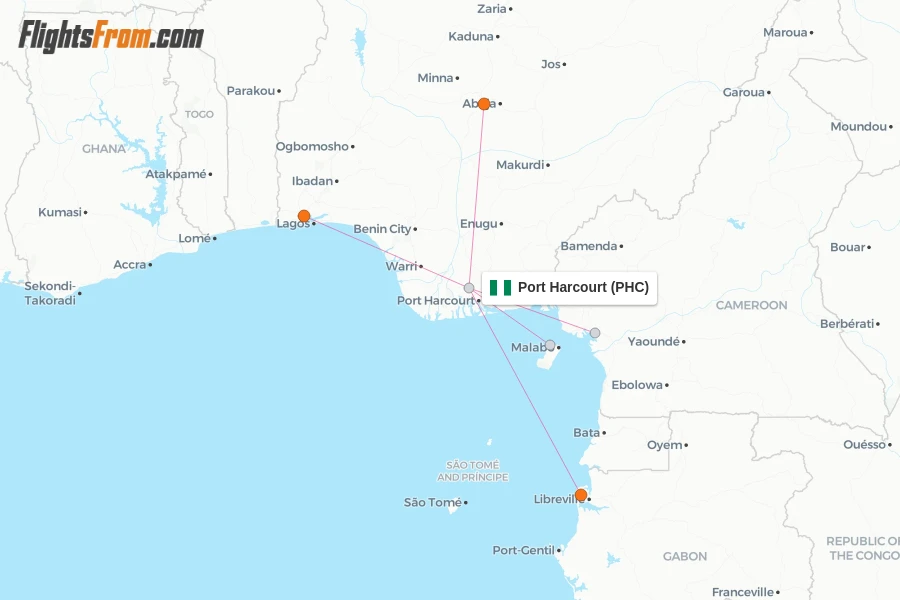 Port Harcourt flight map