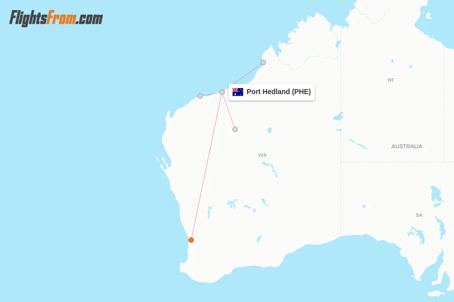 Port Hedland flight map