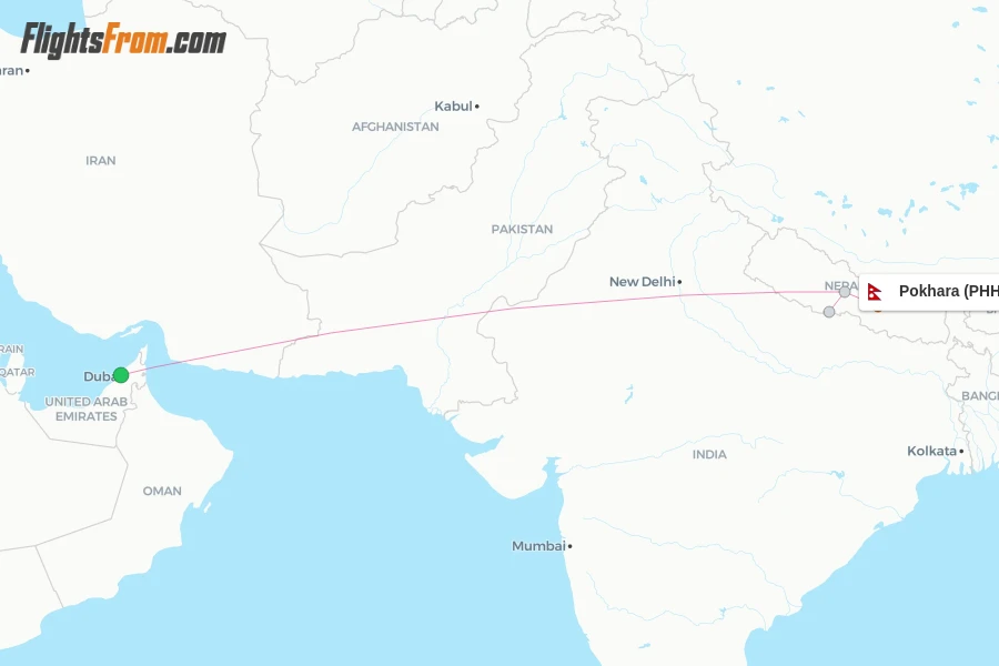 Pokhara flight map