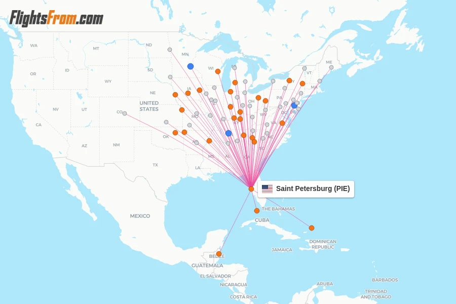 Saint Petersburg flight map