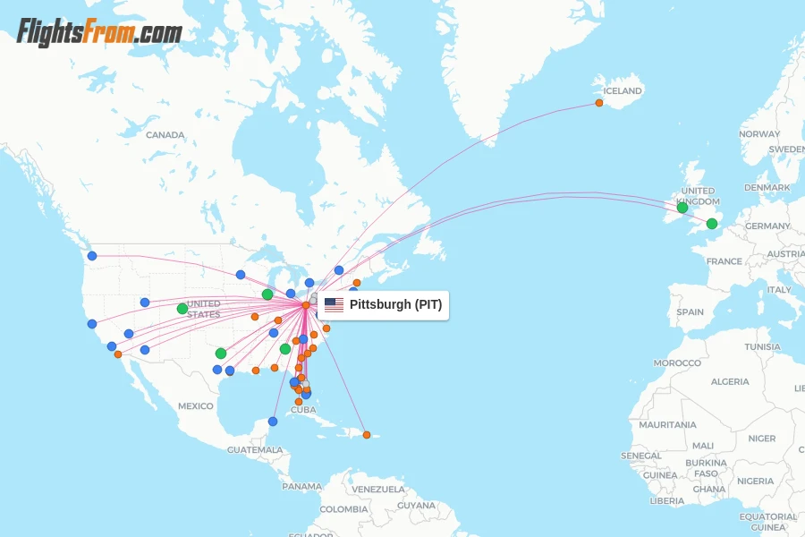 Pittsburgh flight map