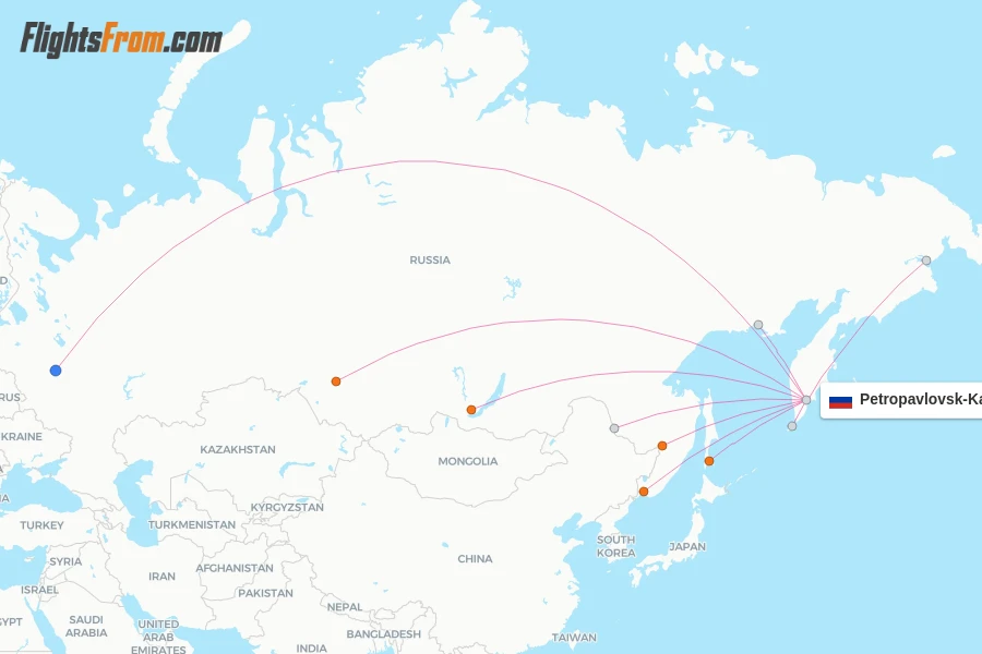 Petropavlovsk-Kamchatsky flight map