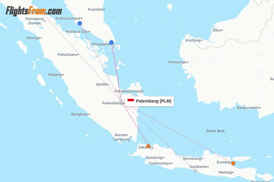 Palembang flight map