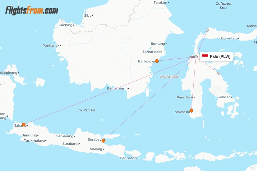 Palu flight map