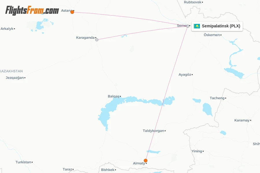 Semipalatinsk flight map