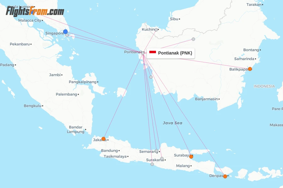 Pontianak flight map