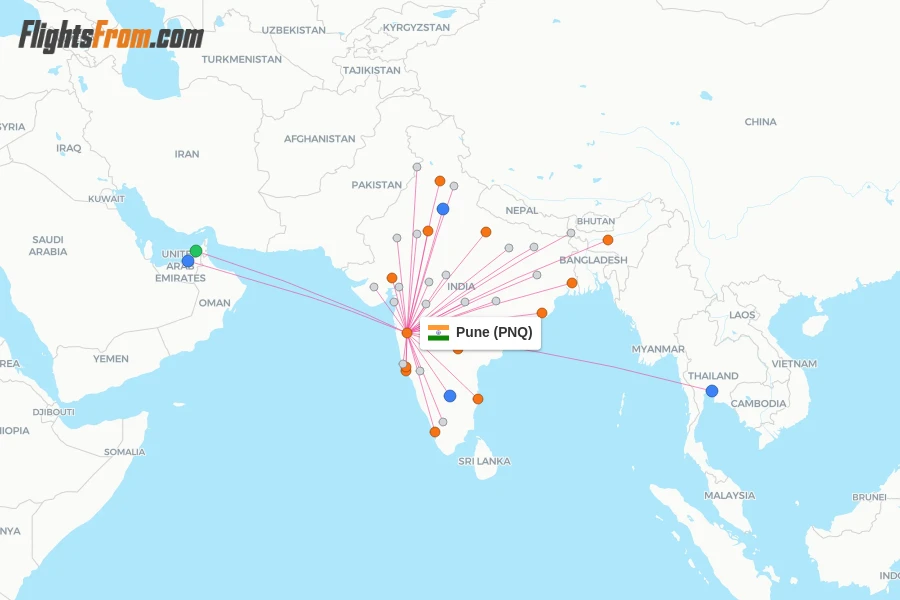 Pune flight map