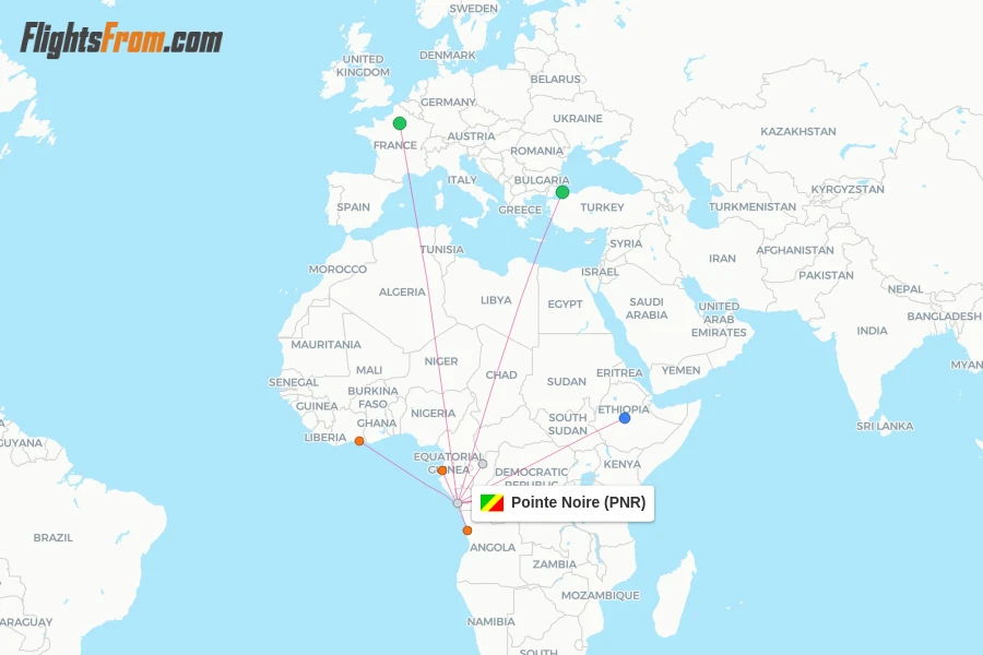 Pointe Noire flight map