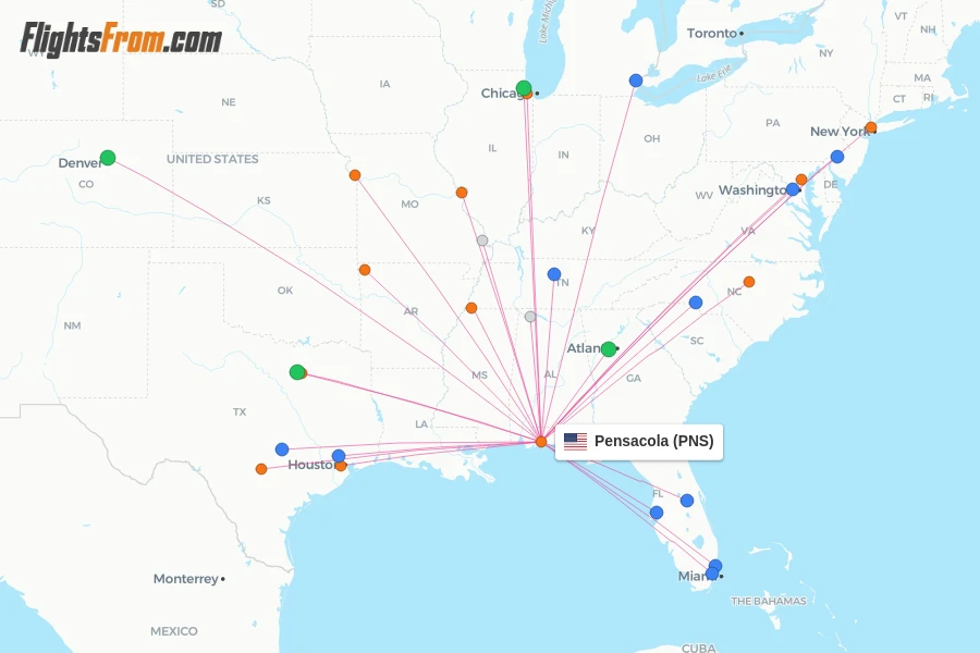Pensacola flight map
